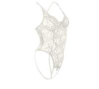 ZTFYKLIN Women's Fashion Erotic Lingerie 1 Piece Sexy Lace Skeleton Open Gear No Removal See Through Hot Suit Medias Muslo (White, XS) Picardías Mujer Conjunto Picardias Ropa Interior Camisón