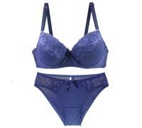 ZTFYKLIN Women's Underwire Lace Bras PU SH Up Bra and Sexy Bikini Pan Ties Sets Sujetador Deportivo Mujer (Blue, 100D) 80A Sin Aros Postquirurgico Algodon Extra Grande Pack Sujetadores con De