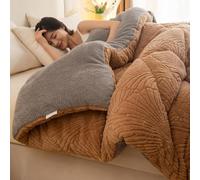 ZTGL Edredón Invierno Borreguillo Nórdico para Cama 90/105, Invierno Manta Gruesa para Cama, Sofá, Edredón Borrego Sherpa Extra Suave, Cálido, Gruesa,Caqui,220x230cm(5kg)