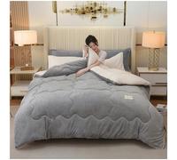 ZTGL Edredón Invierno Terciopelo y Sherpa(Efecto Borreguito), Microfibra Ultra Suave Núcleo Nórdico, Grueso Cálido Reversible Manta para Cama Individual/Matrimonio,Gris,150x200cm(3.5kg)