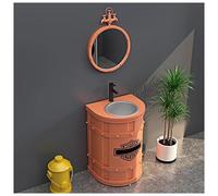 ZTGL Lavabo de Pedestal Independiente para Baño, Lavabo de Pie de Hierro Forjado, Muebles Pedestal de Baño Industrial con Lavabo de Acero Inoxidable, Lavadero de Baño de Suelo A,with Mirror