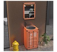 ZTGL Lavabo de pie Lavabo con Pedestal, Mueble de Baño con Lavabo de Acero Inoxidable, Lavabo de Pedestal para Baño de Estilo Industrial, Lavabo Pie Armario, Instalación Fácil A6, with Mirror