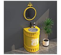 ZTGL Lavabo de pie Lavabo de Pedestal para Baño, Lavabo sobre Encimera para Baño, Lavabo Pedestal Lavabo de Columna Moderno, Industrial Lavabo Baño Fregadero con Juego de Desagüe A5,with Mirror