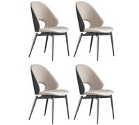 ZTGL Sillas de Comedor Giratorias 360°, Sillón de Cuero PU, Modernas Silla de Cocina, Respaldo Ergonómico, Silla Oficina Elegante con Reposabrazos, para Cocina, Dormitorio y Salon Gray, 4Pcs