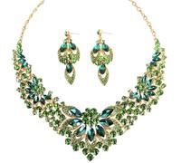 Zthread Juego de collar y aretes de diamantes de imitación de cristal, collar grueso con cuentas, accesorios de joyería de moda para mujer, Acrílico