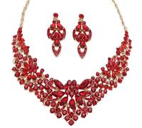 Zthread Juego de joyas para mujer, collar con diamantes de imitación de cristal, gargantilla para novia, collar de cuentas florales, juego de aretes colgantes para boda y fiesta, Acrílico, Acrílico