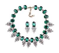 Zthread Lux - Juego de collar y pendientes para mujer, diseño de hoja de cristal, Talla única, Cristal, Cristal