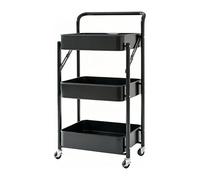 ZTHYSHOZ Carro de Servicio Carro utilitario Plegable de 3 Niveles, Estante Almacenamiento móvil, Organizador for Varias Habitaciones(Negro)