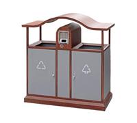 ZTHYSHOZ Cubo de Basura Bote de Basura al Aire Libre Bote de basura clasificado retro, contenedor acero galvanizado for lugares escénicos públicos al aire libre