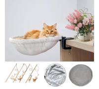 ZTIKSNYU Cama de Escritorio para Gatos, Hamaca con Marco de Acero Ajustable, Tela de Piel sintética Suave, Estante Colgante para Gatos de Interior, Hamaca Mascotas, Muebles Modernos únicos