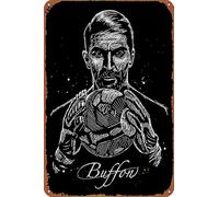 ZTLLFV Buffon Italia Juventus Art - Póster de cultura física, letrero de metal para decoración de pared, letrero retro para decoración del hogar, regalos, 8 x 12 pulgadas