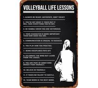 ZTLLFV Cartel de metal con lecciones de vida de voleibol, cultura física, letrero de metal para decoración de pared, letrero retro para decoración del hogar, regalos, 8 x 12 pulgadas