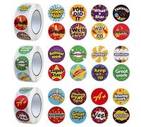 ZTMY 1500 calcomanías de recompensa, calcomanías escolares multicolor-1 con 24 diseños de dibujos animados y frases para niños y estudiantes