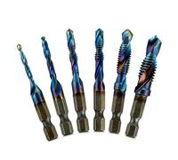 Ztolbriy Brocas para metal, Juego de brocas de titanio con Combi de rosca, machos de rosca en espiral de HSS con vástago hexagonal de 6,35 mm, ideal para atornillador inalámbrico