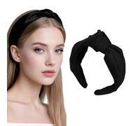 Ztolbriy Diadema Ancha con Lazo - Cinta 4cm Vintage Elegante | Negro con Moño Decorativo | Accesorio Cabello Retro HR35