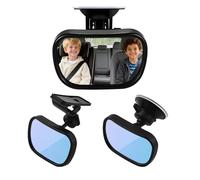 Ztolbriy Espejo Bebé Coche para Asiento Trasero - 360° Giratorio & Amplio Campo Visual | Con Ventosa & Clip | 13 x 6,5 cm Espejo Curvo | Fácil Instalación