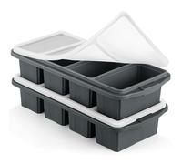 Ztomine Bandeja de silicona para congelador con tapa, moldes de silicona para congelador, bandeja grande para cubitos de hielo, recipiente de silicona para congelar, congelar y almacenar sopa, salsa,