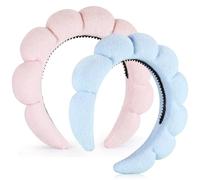 Ztomine Diademas de spa para lavarse la cara o el rostro, juego de 2 diademas para el cuidado de la piel, paquete combinado de diadema de tela de rizo, diademas de maquillaje hinchadas para lavado
