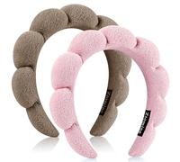 Ztomine Diademas de spa para lavarse la cara o el rostro, juego de 2 diademas para el cuidado de la piel, diadema de tela de rizo, diadema de lavado facial, paquete combinado - Diademas de maquillaje