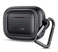 ZtotopCase para AirPods 3 Case 2021, Cubierta Dura Protectora Resistente de Cuerpo Completo con Llavero de Piel Lisa LED Visible para AirPods 3 2021 - Negro