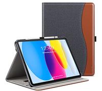 ZtotopCases Funda para iPad de 10.ª generación, Modelo 2022 de 10,9 pulgada, Funda de Piel de Primera Calidad con Encendido/Apagado Automático, Funda con Soporte Multiángulo con Bolsillo, Lienzo Negro