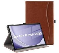 ZtotopCases Funda para Samsung Galaxy Tab A9+ 2023 (SM-X210/SM-X216/SM-X218), Funda de Cuero PU de Primera Calidad con Ranura para Tarjeta, Auto Encendido/Apagado para Galaxy Tab A9+, Marrón
