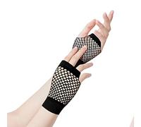 ztowoto 2 Pares Largo Guantes De Rejilla, Malla Elástica Guantes de malla sin dedos Para Accesorios De Traje De Cosplay De Fiesta De Los 80 (2, Negro, Estilo Corto)