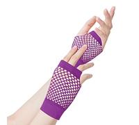 ztowoto 2 Pares Largo Guantes De Rejilla, Malla Elástica Guantes de malla sin dedos Para Accesorios De Traje De Cosplay De Fiesta De Los 80 (2, Morado, Estilo Largo)