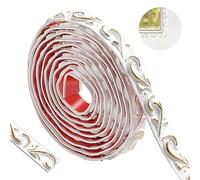 ztowoto 300cm Flexible Molduras Decorativas Para Pared- Autoadhesivo Molduras Decorativas Pared, Impermeable Molduras PatróN Vintage 3d, Moldura Para La DecoracióN Del Hogar (Blanco Con Oro-2cm)