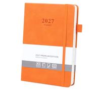 Ztowoto Diario diario 2027, tapa de cuero, agenda 2027, 5.7 x 8.5 pulgadas, con lazo para bolígrafo, unión elástica, 365 páginas, planificador para profesores 2027 para escuela, oficina y hogar