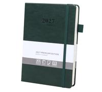 Ztowoto Diario diario 2027, tapa de cuero, agenda 2027, 5.7 x 8.5 pulgadas, con lazo para bolígrafo, unión elástica, 365 páginas, planificador para profesores 2027 para escuela, oficina y hogar (verde