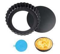 ztowoto Molde Para Tarta 12cm, Molde Quiche Con Base De ElevacióN, Moldes Para Pan Base ExtraíBle, Moldes Para Tartas, Molde Para Quiche Y Tarta Con, Tarta(Negro)