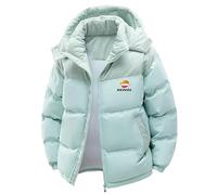 ZTOZKTCD Chaqueta acolchada unisex de invierno L.P.S.E. con combinación de colores y capucha extraíble para el ocio, los desplazamientos y el día a día, azul celeste, S