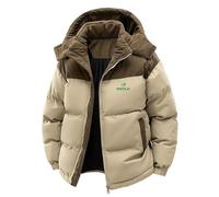 ZTOZKTCD Chaqueta acolchada unisex de invierno M-e.r_lo con combinación de colores y capucha extraíble para el ocio, los desplazamientos y el día a día, caqui, XS