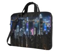 ZTPOWQA Aerial Night Of View Hong Kong - Elegante bolsa portátil de un solo hombro para oficina, negocios, viajes diarios, Black, 13 inch