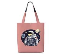 ZTPOWQA Astronaut On The Moon 1 - Bolsa de hombro de lona con impresión de gran capacidad para compras, uso diario, aventuras de fin de semana