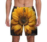 ZTPOWQA Beautiful Sunflower 4 Print - Bañador para hombre, secado rápido, ligero, para vacaciones, actividades al aire libre, traje de baño, Negro, L corto