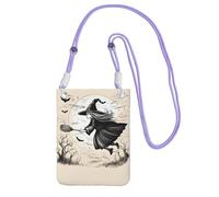 ZTPOWQA Bolsa cruzada delgada para teléfono con estampado de bruja voladora de Halloween, resistente al agua, para festivales, correr, ciclismo, Purple, Talla única