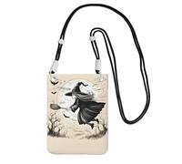 ZTPOWQA Bolsa cruzada delgada para teléfono con estampado de bruja voladora de Halloween, resistente al agua, para festivales, correr, ciclismo, Black, Talla única