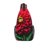 ZTPOWQA Bolsa cruzada unisex con estampado de dalia roja de madera, con correa de hombro ligera para viajes, senderismo, mochila de día