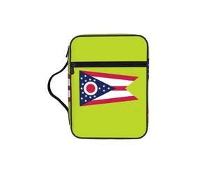 ZTPOWQA Bolsa de almacenamiento de la Biblia con estampado de la bandera del estado de Ohio para hombres y mujeres, pastores, impermeable, organizador de escrituras