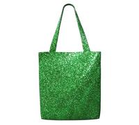 ZTPOWQA Bolsa de hombro de lona con estampado brillante de lentejuelas verdes, gran capacidad, para compras, uso diario, fin de semana y aventuras