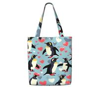 ZTPOWQA Bolsa de hombro de lona con estampado de pingüinos de gran capacidad, para compras, uso diario, aventuras de fin de semana
