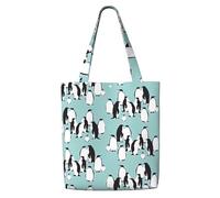 ZTPOWQA Bolsa de hombro de lona con estampado de pingüinos de gran capacidad, para compras, uso diario, aventuras de fin de semana