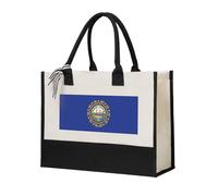 ZTPOWQA Bolsa de lona con estampado de bandera del estado de New Hampshire para mujer, gran capacidad, para playa, viajes, oficina, compras