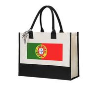 ZTPOWQA Bolsa de lona con estampado de bandera portuguesa para mujer, gran capacidad, para playa, viajes, oficina, compras