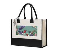 ZTPOWQA Bolsa de lona con estampado de colibríes y flores para mujer, gran capacidad, para playa, viajes, oficina, compras