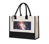 ZTPOWQA Bolsa de lona con estampado de explosión de fuegos artificiales para mujer, gran capacidad, para playa, viajes, oficina, bolsas de compras