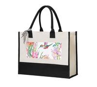 ZTPOWQA Bolsa de lona con estampado de pájaros y flores para mujer, gran capacidad, para playa, viajes, oficina, compras