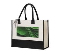 ZTPOWQA Bolsa de lona con estampado de textura curva verde para mujer, gran capacidad, para playa, viajes, oficina, bolsas de compras